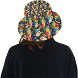 Colorful parrot flower pattern Unisex Bucket Hat