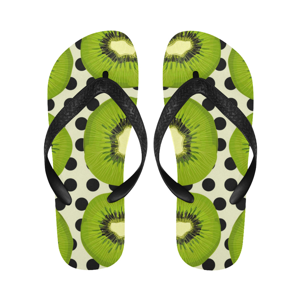 kiwi black dot background Unisex Flip Flops