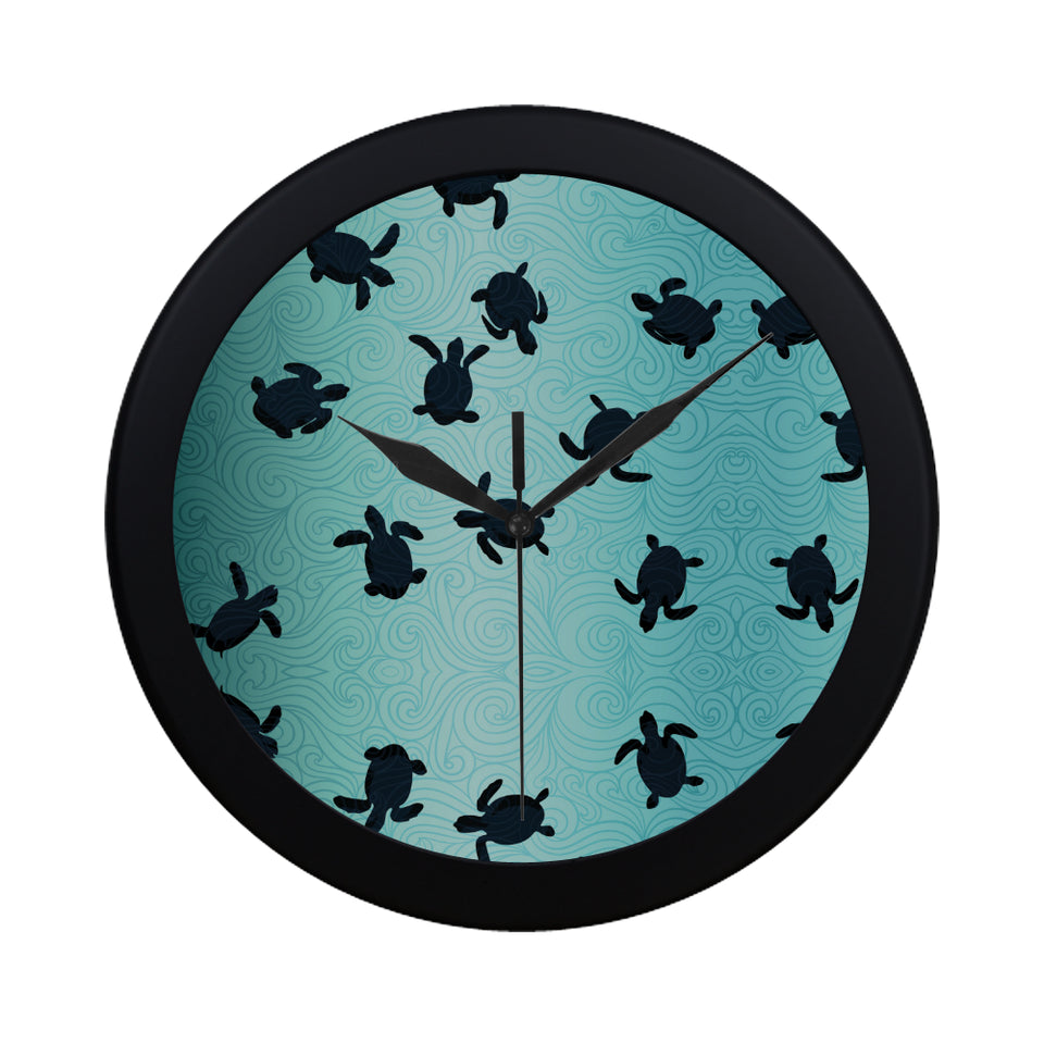 Sea turtle with blue ocean backgroud Elegant Black Wall Clock