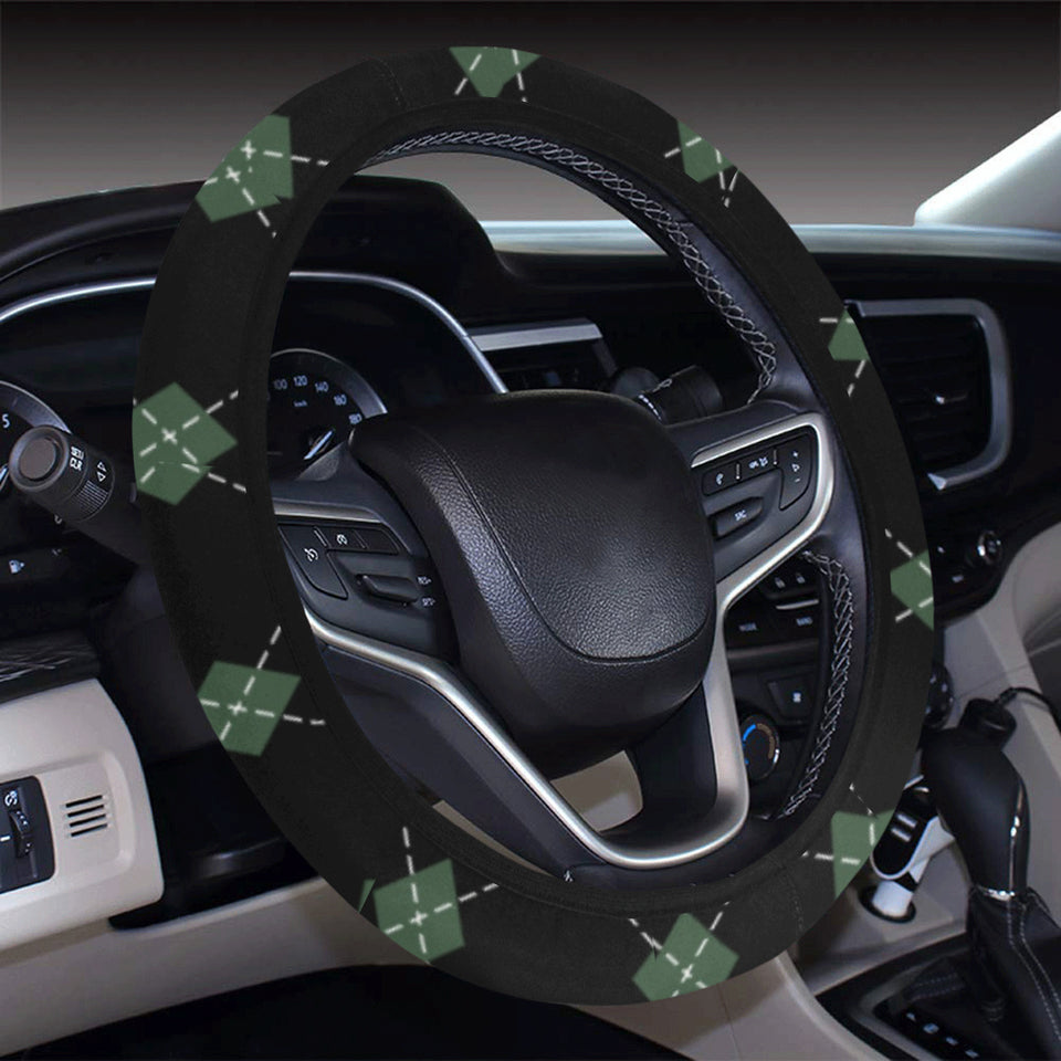 Deer Christmas new year pattern argyle Car Steering Wheel Cover