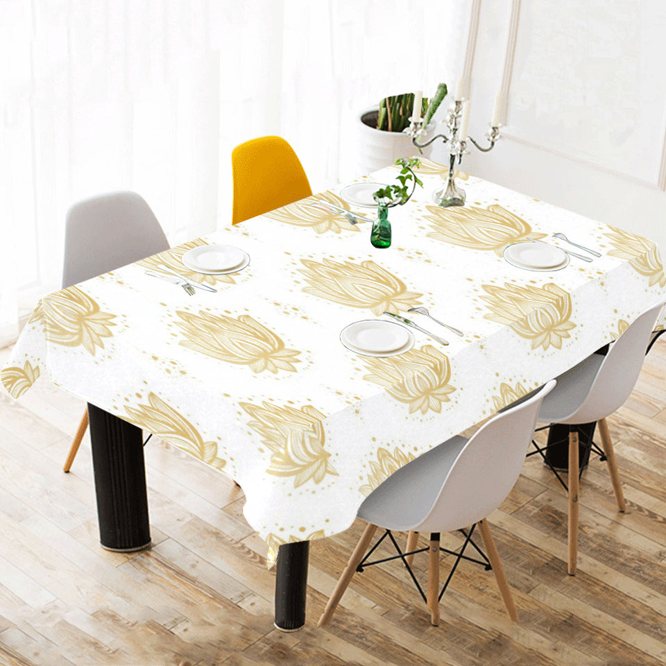 Gold Ornamental lotue waterlily symbol pattern Tablecloth