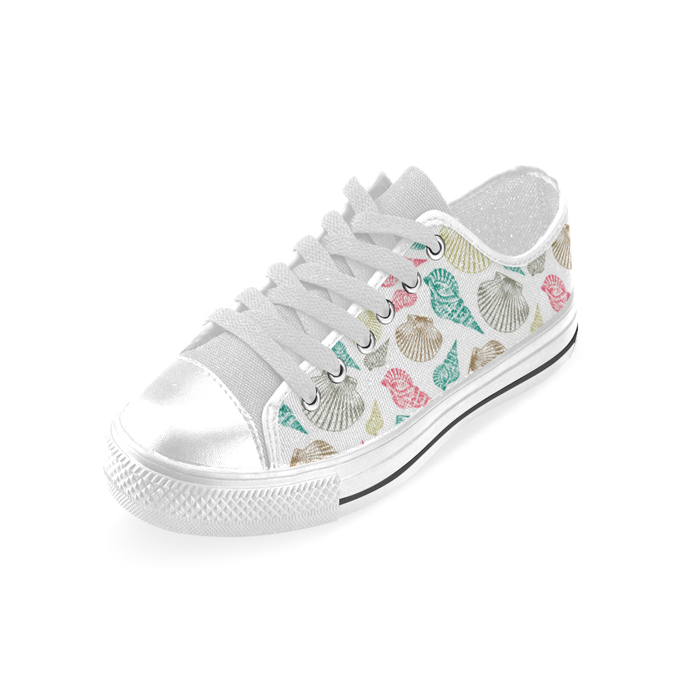 Colorful shell pattern Men's Low Top Shoes White