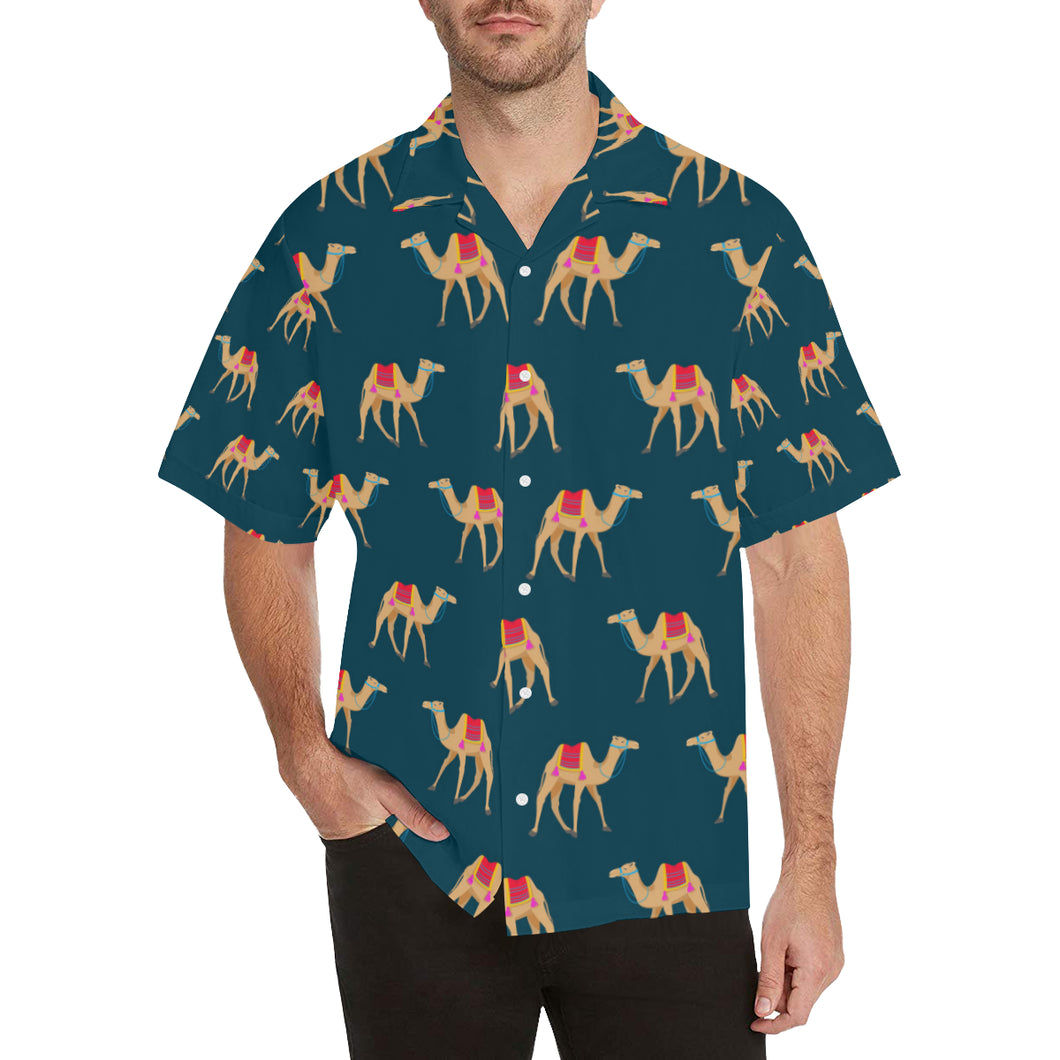 Camel pattern blue blackground Men's All Over Print Hawaiian Shirt