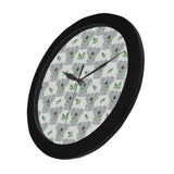 Hand drawn Koala leaves pattern Elegant Black Wall Clock
