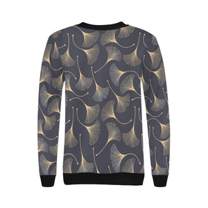 Gold ginkgo leaves Women's Crew Neck Sweatshirt