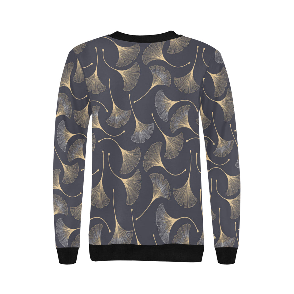 Gold ginkgo leaves Women's Crew Neck Sweatshirt