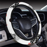 Cool rooster chicken cock floral ornament backgrou Car Steering Wheel Cover