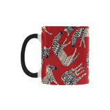 Zebra abstract red background Morphing Mug Heat Changing Mug