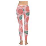 Grapefruit leaves flower pink background Women's Legging Fulfilled In US