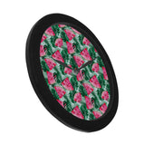 Watermelons tropical palm leaves pattern Elegant Black Wall Clock