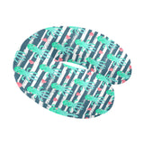 Cute octopuses heart striped background U-Shaped Travel Neck Pillow