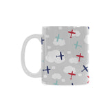 Airplane cloud grey background Classical White Mug (Fulfilled In US)