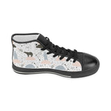 Polar bears star poka dot pattern Women's High Top Canvas Shoes Black