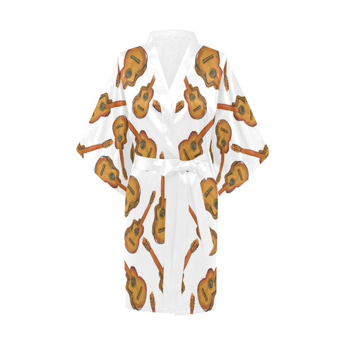 Paint Guitar Pattern Women's Short Kimono Robe