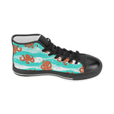 Octopuses sea wave background Women's High Top Canvas Shoes Black