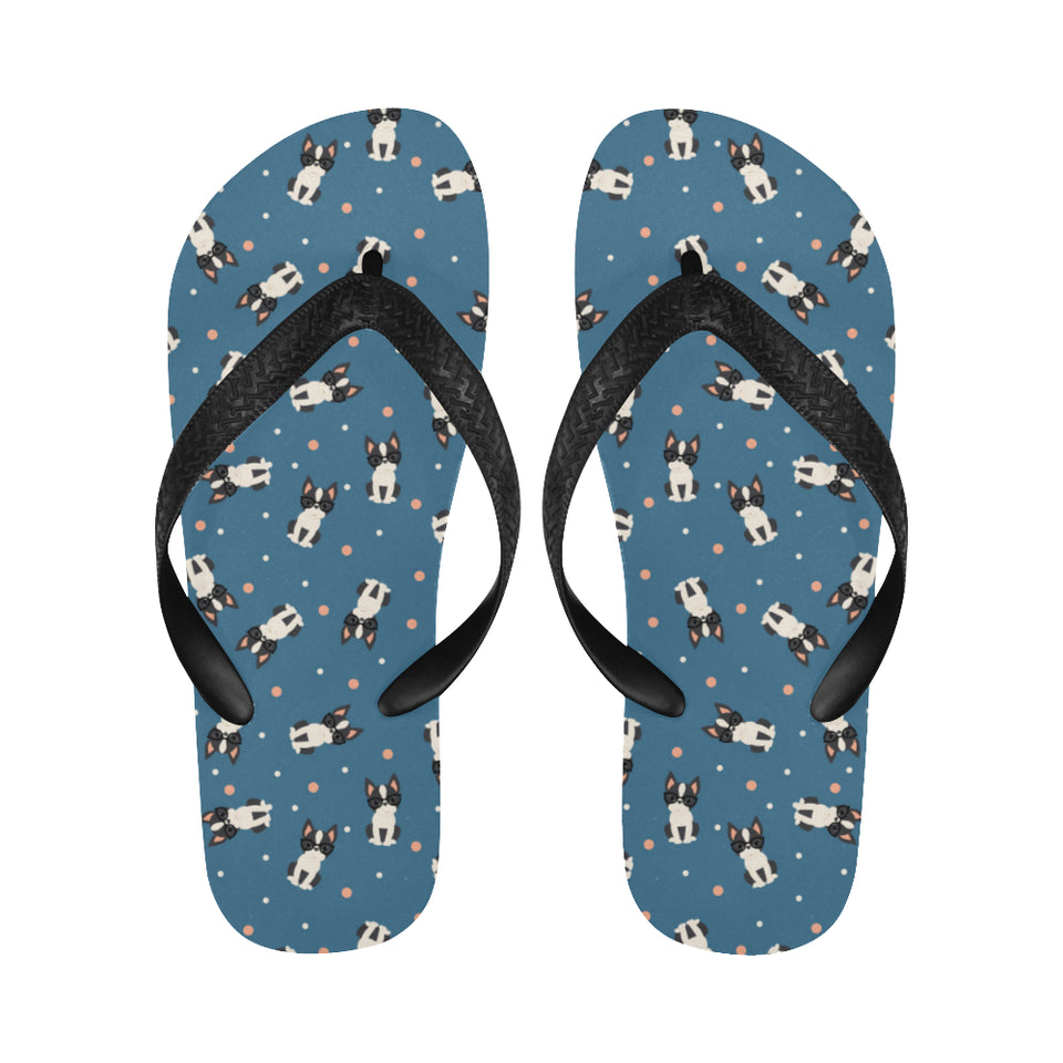 Cute boston terrier dog spattern Unisex Flip Flops