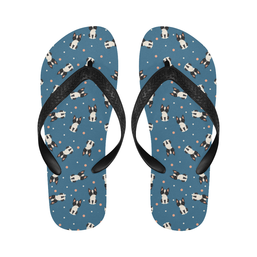 Cute boston terrier dog spattern Unisex Flip Flops