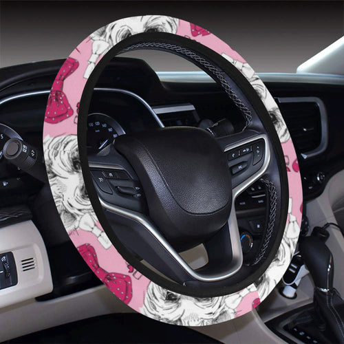 Yorkshire Terrier Pattern Print Design 03 Car Steering Wheel Cover