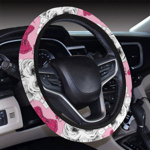 Yorkshire Terrier Pattern Print Design 03 Car Steering Wheel Cover