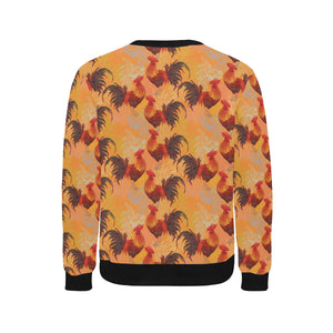 red rooster chicken cock pattern Men's Crew Neck Sweatshirt