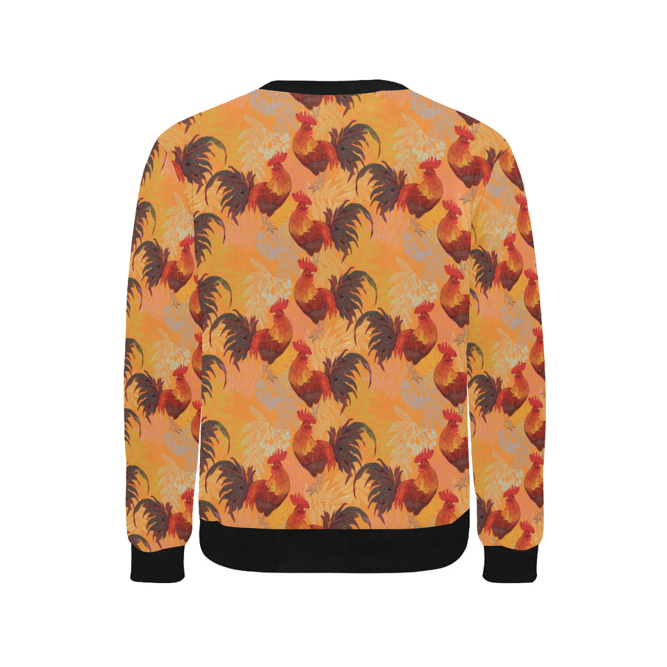 red rooster chicken cock pattern Men's Crew Neck Sweatshirt