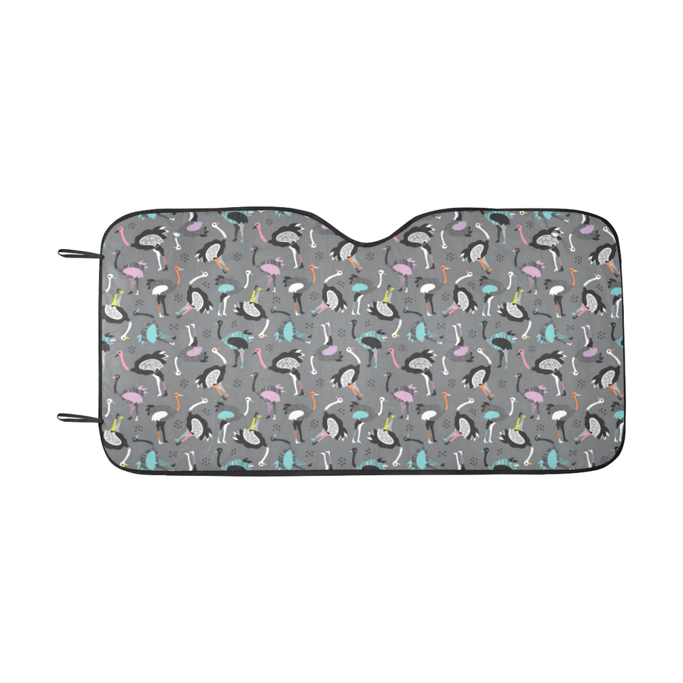 Ostrich Pattern Print Design 01 Car Sun Shade
