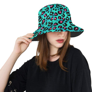 Green leopard skin print pattern Unisex Bucket Hat