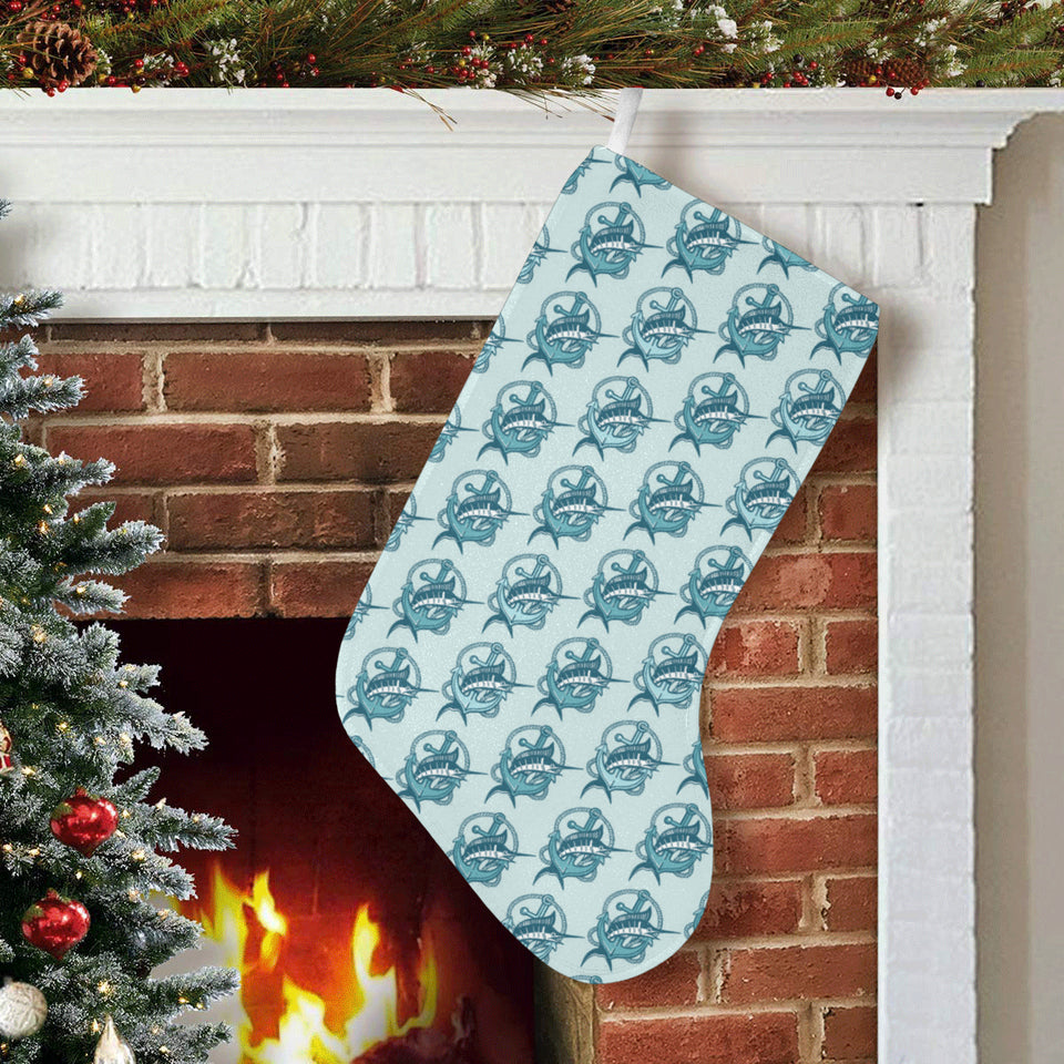 Swordfish Pattern Print Design 05 Christmas Stocking