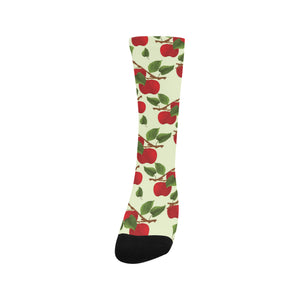 Red apples leaves pattern Crew Socks