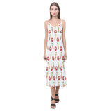 Daruma japanese wooden doll V-Neck Open Fork Long Dress