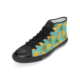 Banana Palm Leaves pattern background Men's High Top Canvas Shoes Black