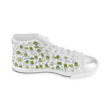 Sketch funny frog pattern Women's High Top Canvas Shoes White