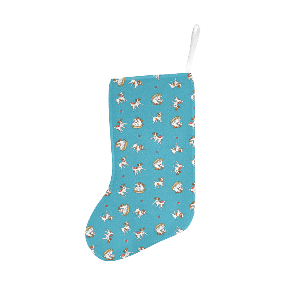 Jack Russel Pattern Print Design 03 Christmas Stocking