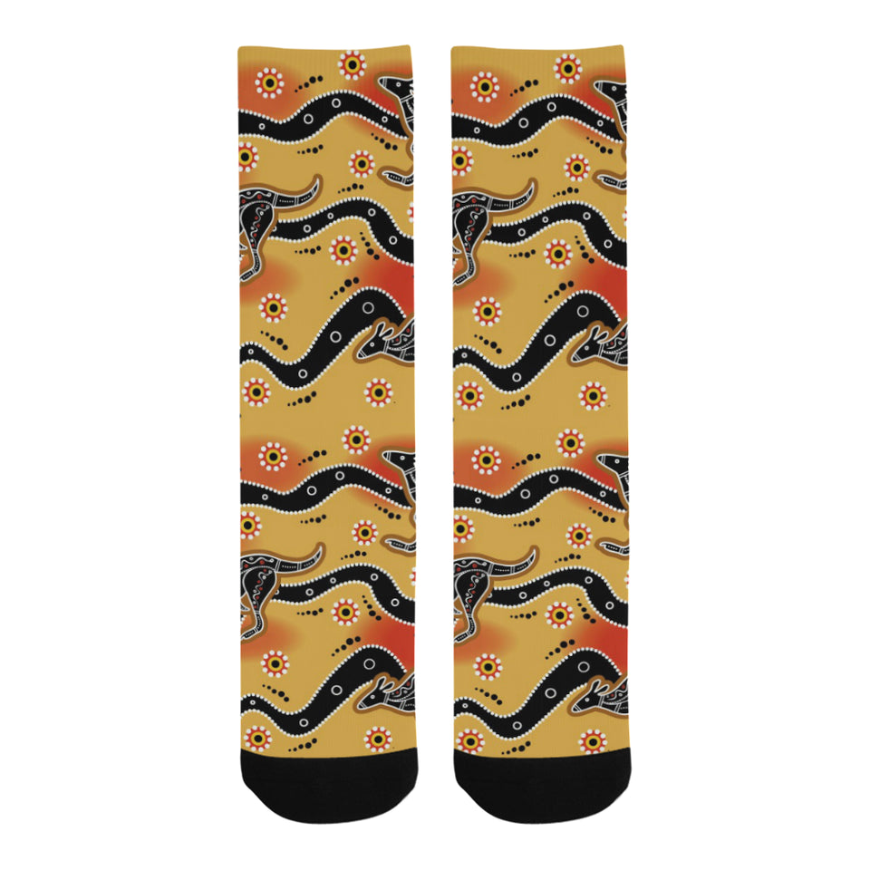 Kangaroo Australian aboriginal art pattern Crew Socks