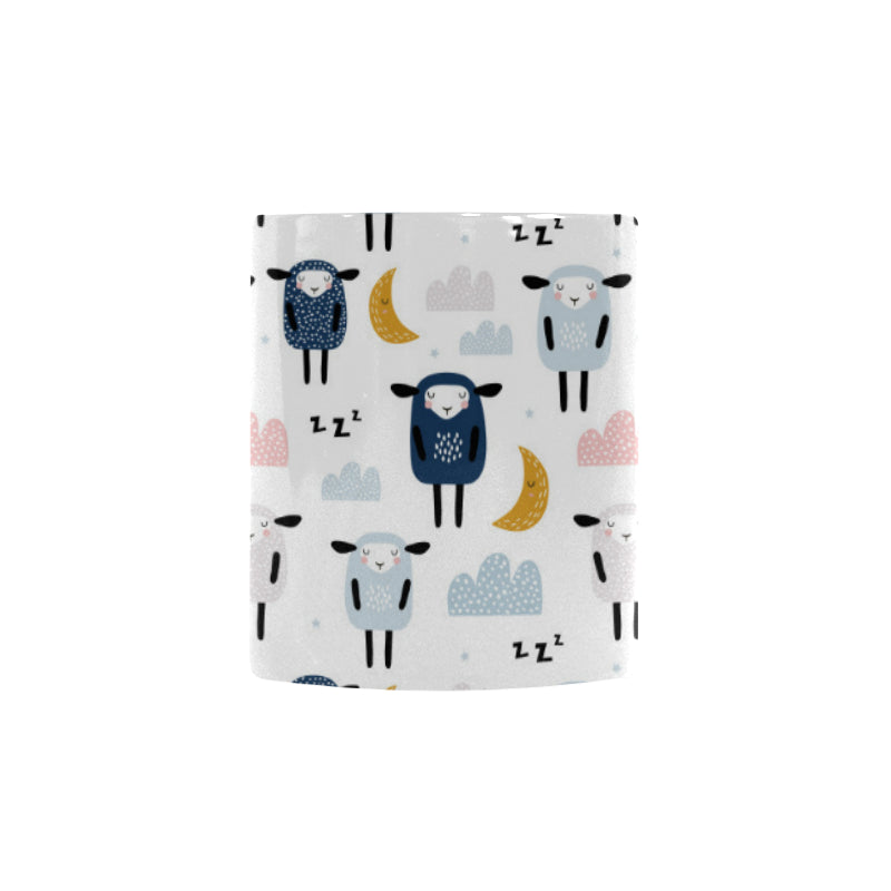 Cute sleeping sheep moon cloud pattern Morphing Mug Heat Changing Mug