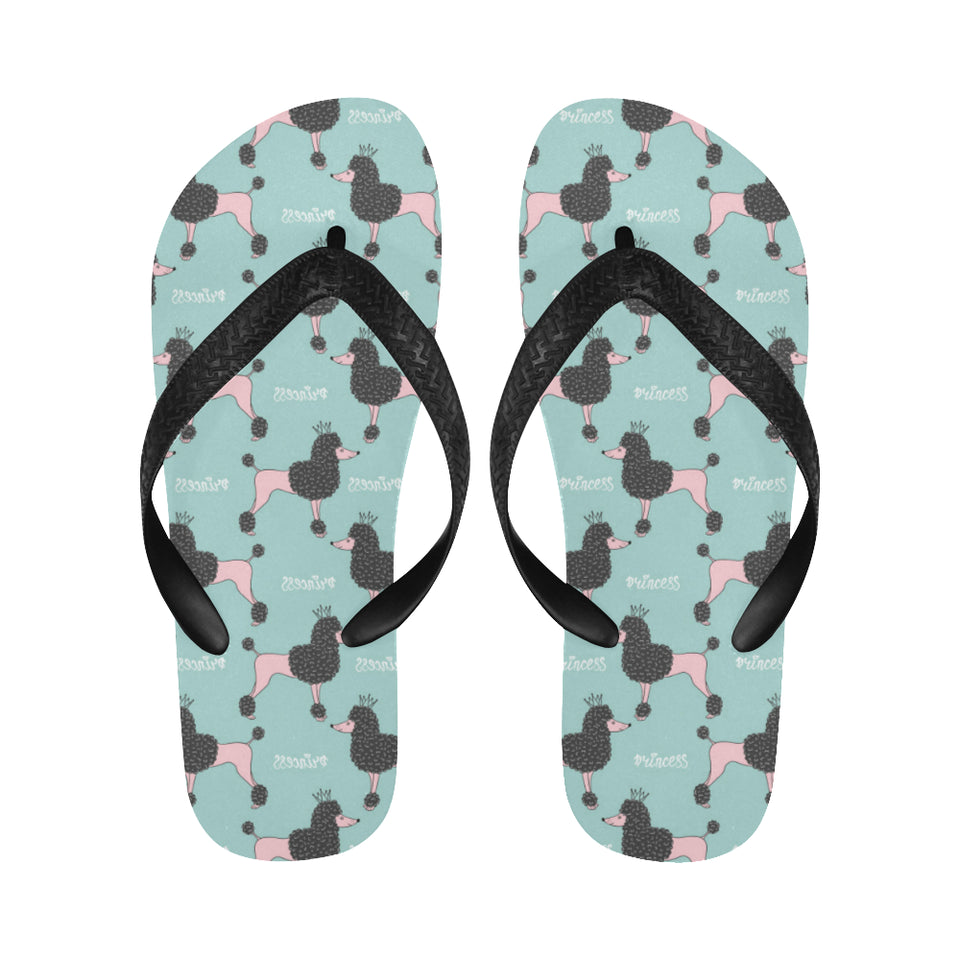 poodle dog green background Unisex Flip Flops