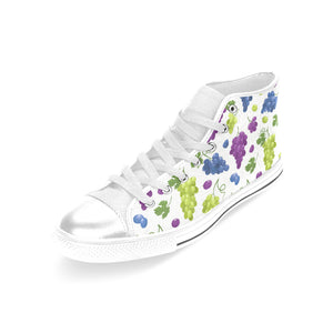 Grape pattern Women's High Top Canvas Shoes White