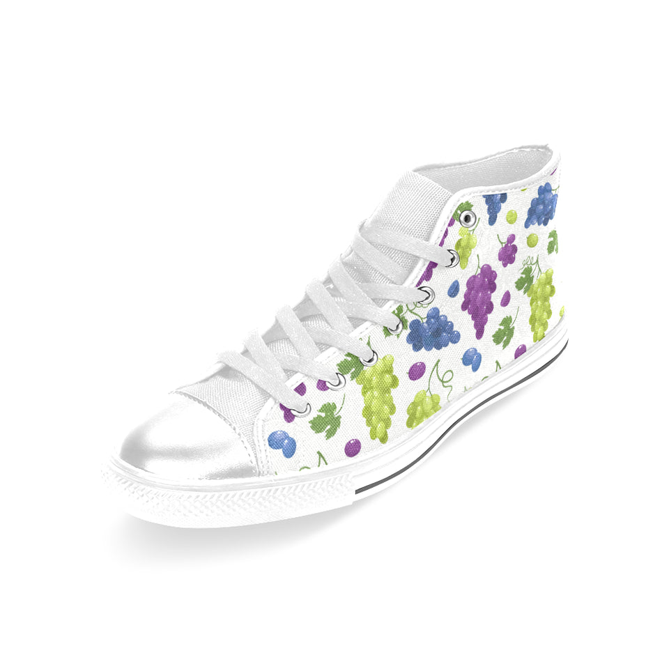 Grape pattern Women's High Top Canvas Shoes White