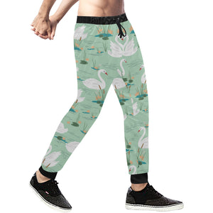 White swan lake pattern Unisex Casual Sweatpants