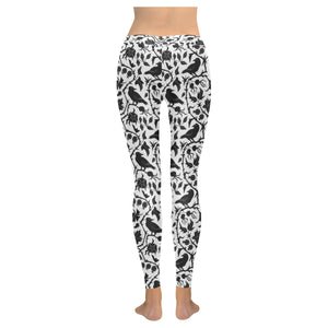 Crow dark floral pattern Women's Legging Fulfilled In US