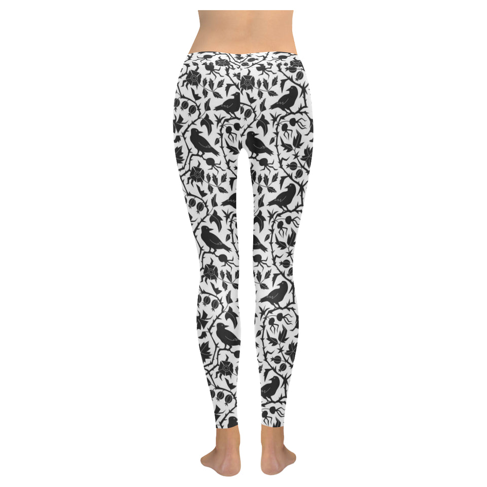 Crow dark floral pattern Women's Legging Fulfilled In US