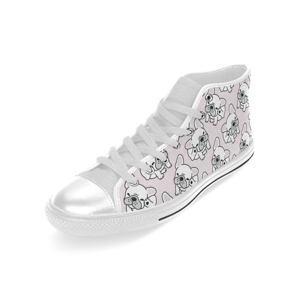 Cute french bulldog pattern Men's High Top Canvas Shoes White