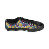 Passion fruit blue background Men's Low Top Canvas Shoes Black