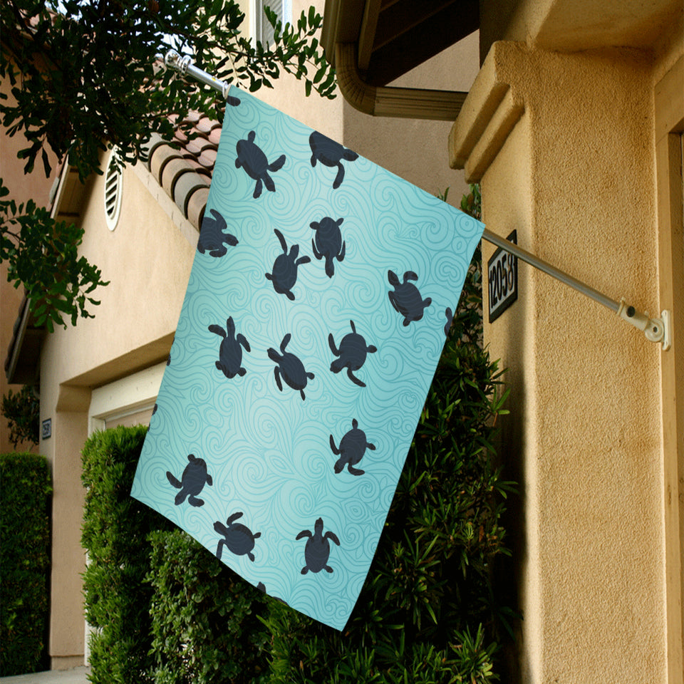 Sea turtle with blue ocean backgroud House Flag Garden Flag