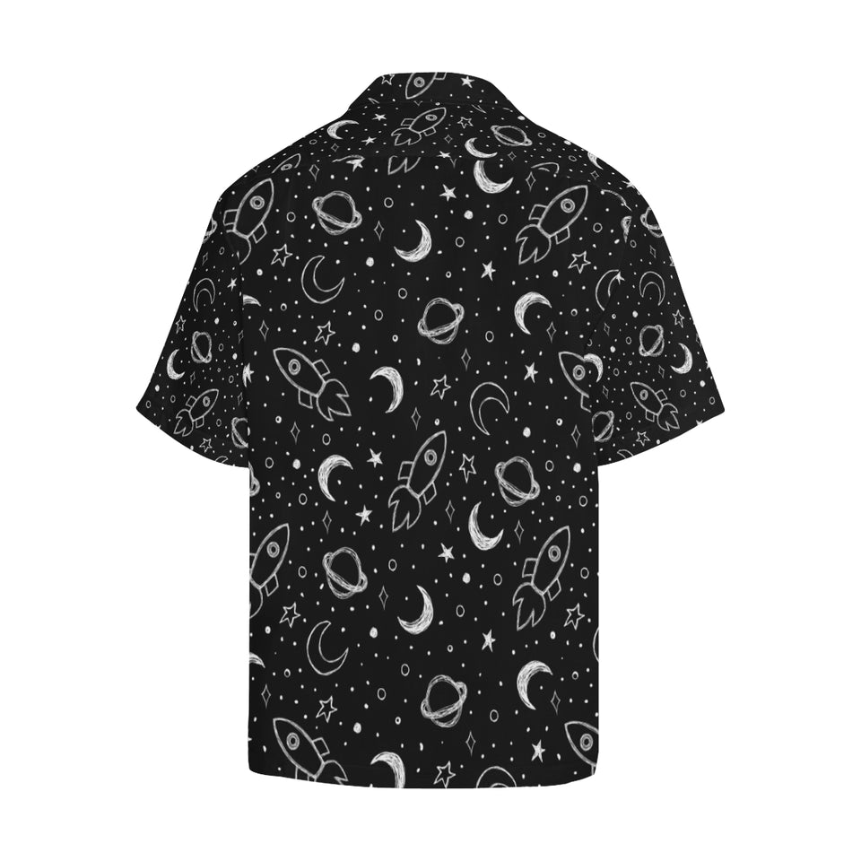 Hand drawn space rocket star planet Men's All Over Print Hawaiian Shirt