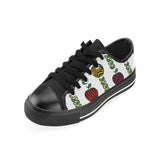 colorful apples leave zebra stripe Men's Low Top Canvas Shoes Black