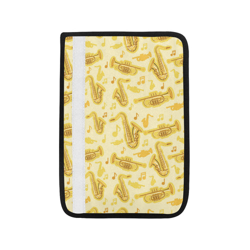 Saxophone cornet pattern yellow background Car Seat Belt Cover