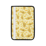 Saxophone cornet pattern yellow background Car Seat Belt Cover