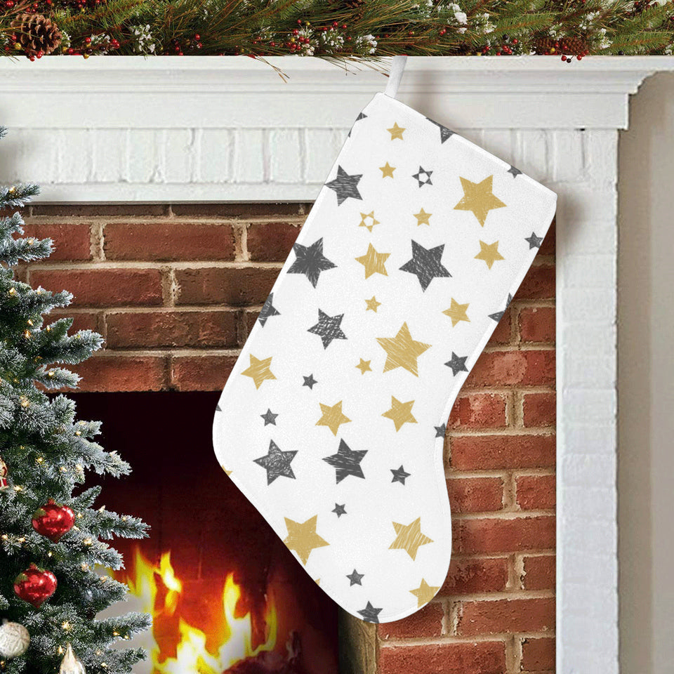 hand drawn gold black star pattern Christmas Stocking
