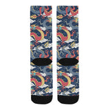 Blue red dragon cloud pattern Crew Socks